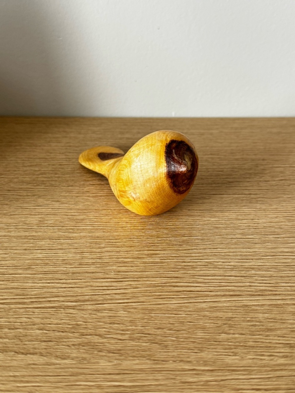 Handturned Wooden Bird with Natural Knot Accent - Yellow-Brown
